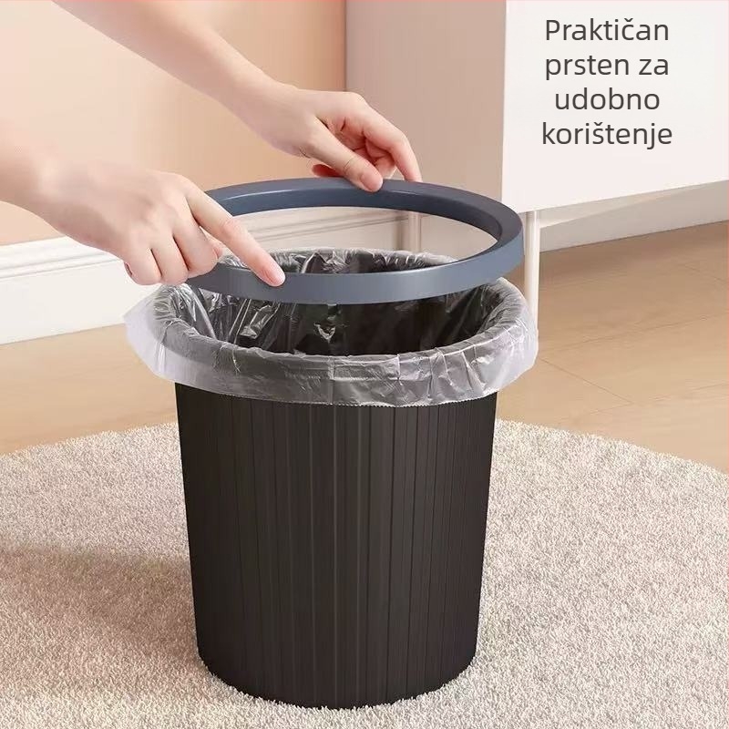 Kanta za otpad velikog kapaciteta od PP, cilindričnog oblika, s prstenom za stezanje, za spavaću sobu, dnevni boravak, kuhinju i kupaonu