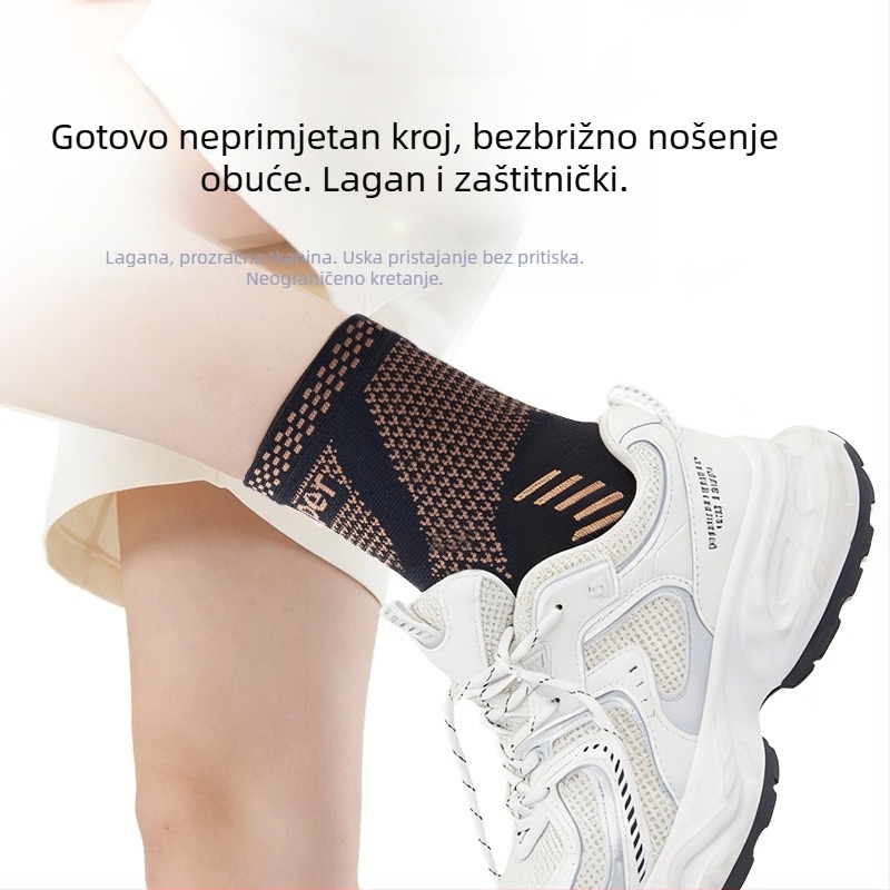 Prilagođena zaštita gležnja od bakrenih vlakana za košarku, trčanje i fitness; elastični zaštitnik stopala s bakrenim ionima; pleteni prozračni potporni gležanj