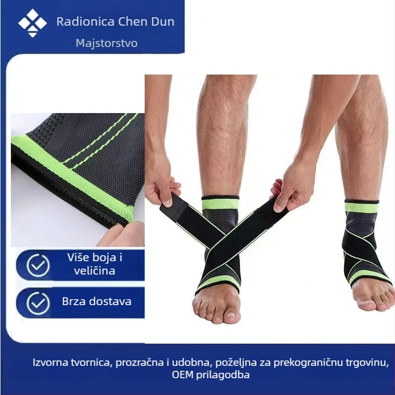 Lagana zaštita za gležanj s kompresijom, za prevenciju uganuća, pogodna za košarku i trčanje, podesiva i s otvorom oko gležnja
