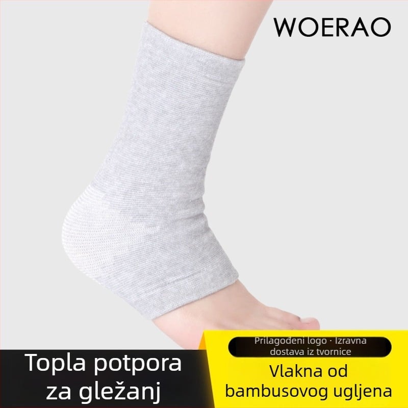 Pletena sportska zaštita gležnja, par, četverostruka elastičnost, vlakna bambus aktivnog ugljena, zaštita od uganuća, topla, protuklizna, lagana