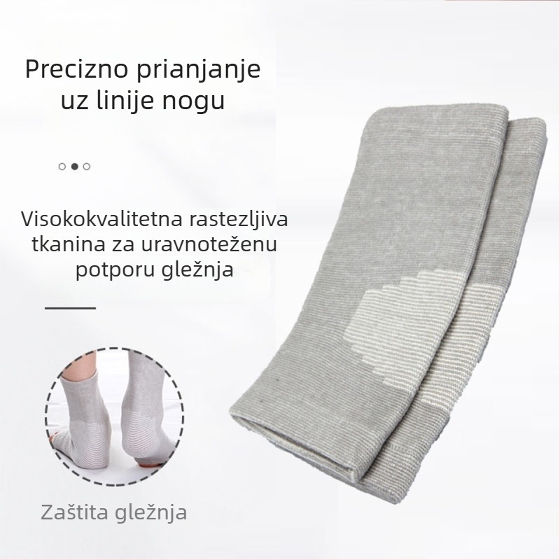Pletena sportska zaštita gležnja, par, četverostruka elastičnost, vlakna bambus aktivnog ugljena, zaštita od uganuća, topla, protuklizna, lagana