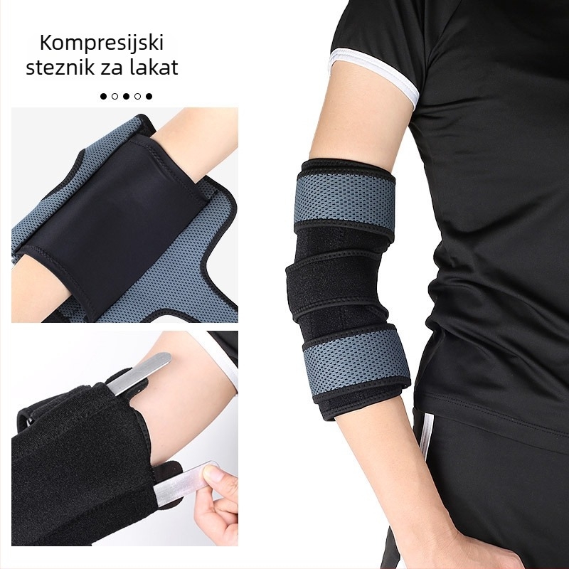 Sportska proteza lakta za muškarce i žene, podesiv dizajn s obrnuto podizanjem, dvostruka aluminijska ploča podrška, kompresijsko fiksiranje, zaštita lakta od padova