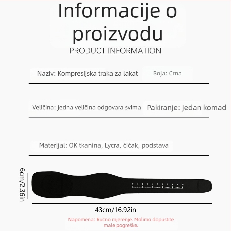 Zaštita lakta s kompresijskim rukavom i jastučićem, zaštita lakatnog zgloba za tenis i badminton