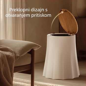 Kanta za otpadke s poklopcem, nordijskog stila, s pritisknim mehanizmom, plastična, za spavaću sobu ili kupaonicu