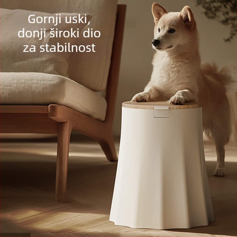 Kanta za otpadke s poklopcem, nordijskog stila, s pritisknim mehanizmom, plastična, za spavaću sobu ili kupaonicu