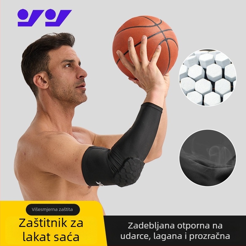 Protetor za lakat sa saćastom strukturom, prozračan, produženi rukav, pogodan za košarku, badminton, biciklizam i trčanje