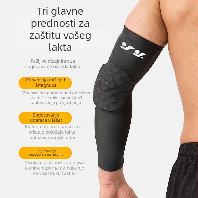 Protetor za lakat sa saćastom strukturom, prozračan, produženi rukav, pogodan za košarku, badminton, biciklizam i trčanje