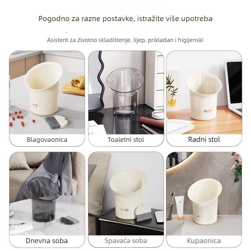 Patentirani kućni spremnik za pohranu s velikim otvorom, stolni koš za otpad za ured – višenamjenski uz četku, diskretan luksuz