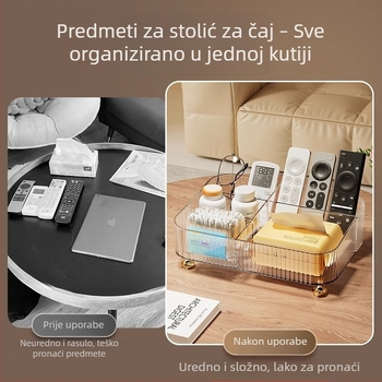 Stolni organizator s blagim luksuznim dizajnom: kutija za maramice i sitnice, držač za daljinski upravljač i telefon