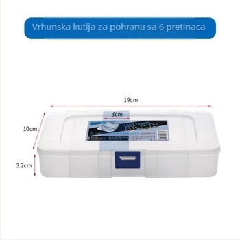 PP plastična kutija za skladištenje s 6 odjeljaka za tetovažne alate, igle, nakit, elektroničke komponente i štapiće za manikuru