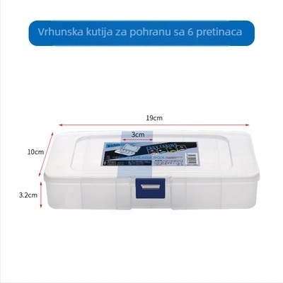 PP plastična kutija za skladištenje s 6 odjeljaka za tetovažne alate, igle, nakit, elektroničke komponente i štapiće za manikuru