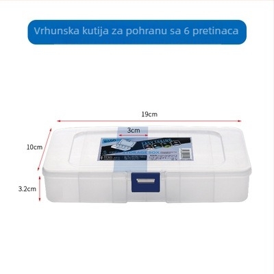 PP plastična kutija za skladištenje s 6 odjeljaka za tetovažne alate, igle, nakit, elektroničke komponente i štapiće za manikuru