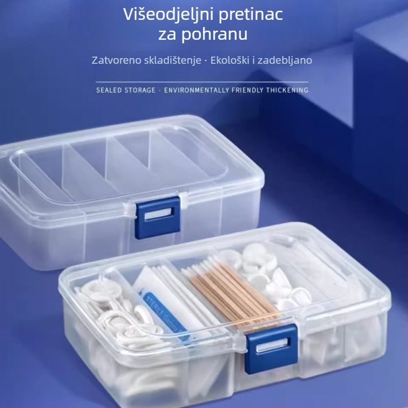 PP plastična kutija za skladištenje s 6 odjeljaka za tetovažne alate, igle, nakit, elektroničke komponente i štapiće za manikuru