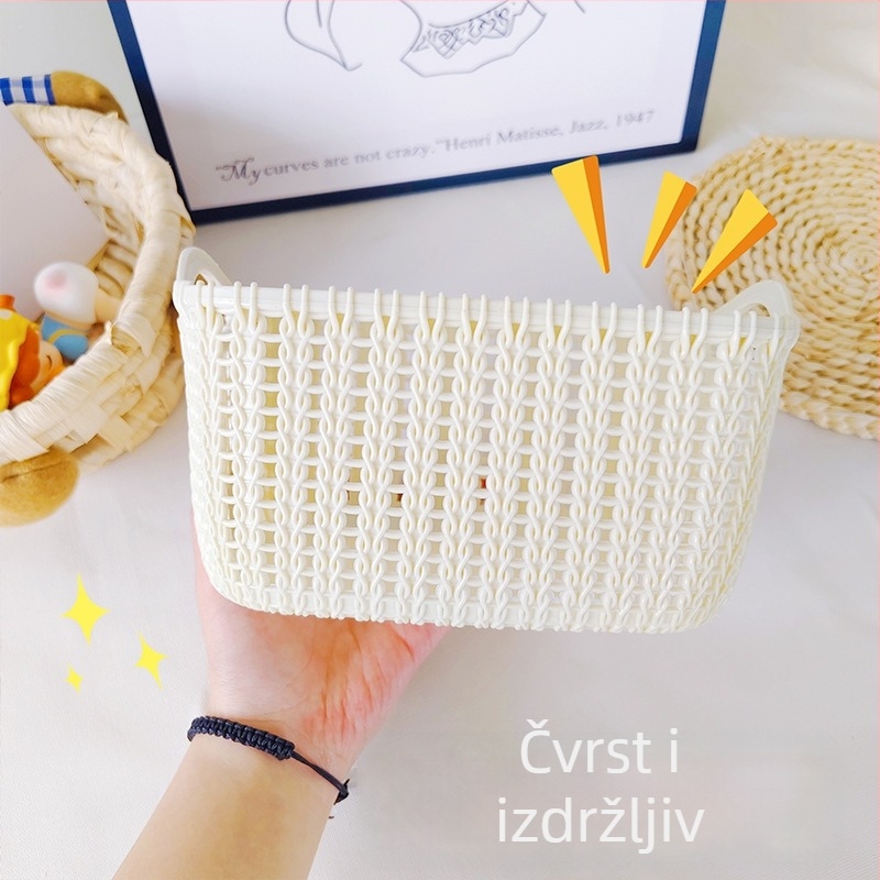 Košara za pohranu u stilu ratana, velika kapacitet, stolni organizator za studentsku sobu, minimalistički dizajn