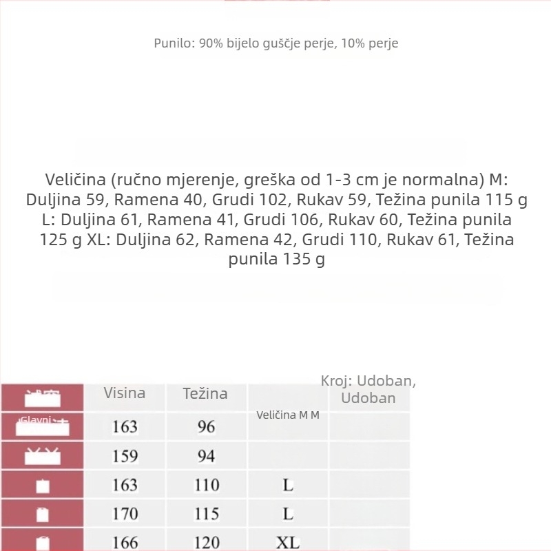 2025 jesen-zima lagani topli kratki kaput s 90 g bijelog patčinog perja, Morandi boja, stojeći ovratnik