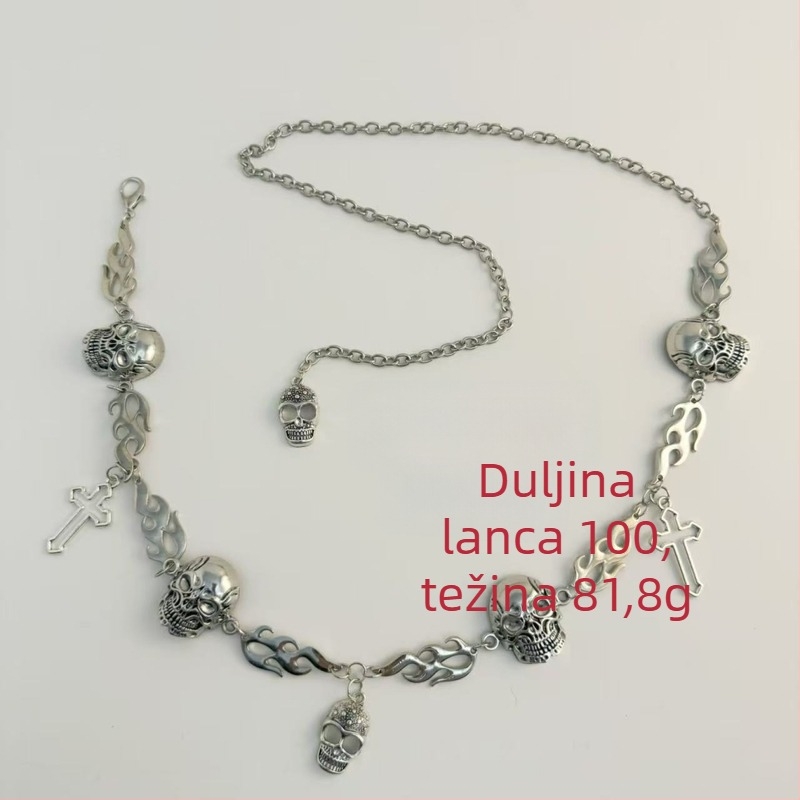 Tamni gotički metalni kaiš za struk za žene, dekorativni lančani kaiš za kostime i haljine