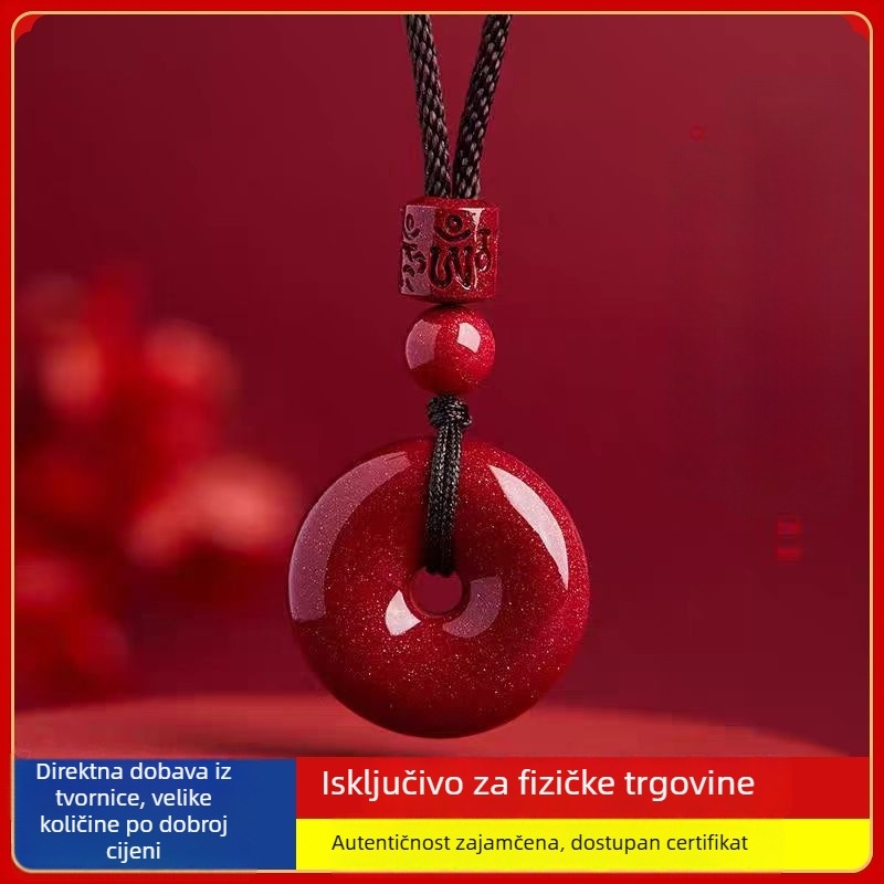 Prirodni cinnabar unisex privjesak za ogrlicu s visokim sadržajem ljubičasto-zlatnog pijeska, ogrlica za godinu rođenja, poklon nakit na veliko
