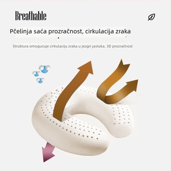 Tajlandski prirodni latex U-oblikovani jastuk za vrat za putovanja, odmor i podršku cervikalnom dijelu kralježnice