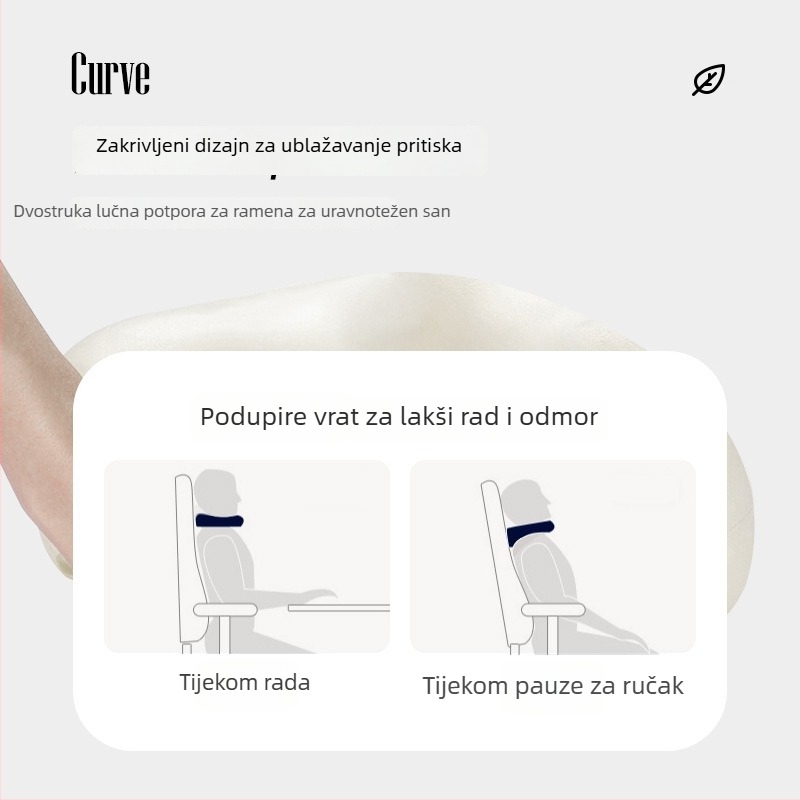 Tajlandski prirodni latex U-oblikovani jastuk za vrat za putovanja, odmor i podršku cervikalnom dijelu kralježnice