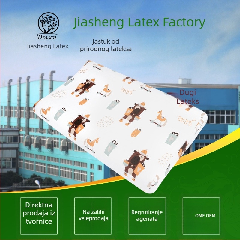 Dječji latex jastuk s valovitim oblikom, visina 5–10 cm, prirodni lateks >90% sadržaja, navlaka od 100% pamuka