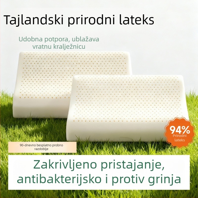 Warhol Prirodno lateksno jezgro jastuka za potporu vratne kralježnice i san, valovit oblik, visina 10-15 cm, težina 1.0-1.5 kg, navlaka od pletene pamuka, latex 90%+, za sve sezone