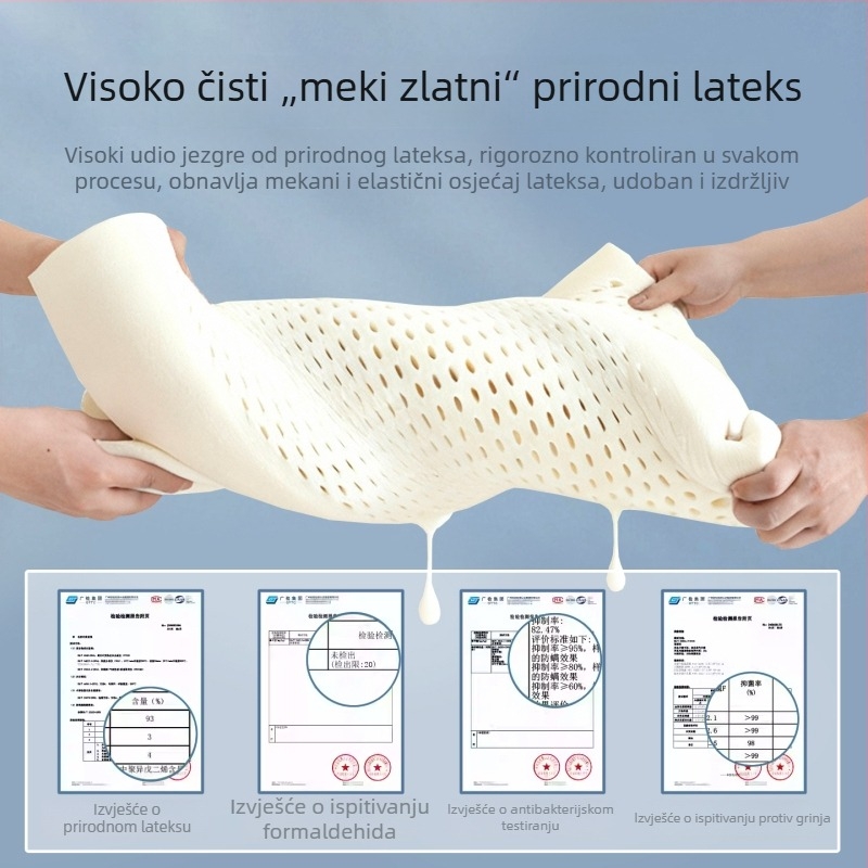 Warhol Prirodno lateksno jezgro jastuka za potporu vratne kralježnice i san, valovit oblik, visina 10-15 cm, težina 1.0-1.5 kg, navlaka od pletene pamuka, latex 90%+, za sve sezone