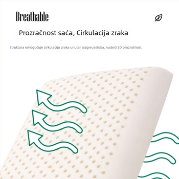Prirodni latex, dugački pravokutni jastuk s podrškom za vrat za djecu i odrasle