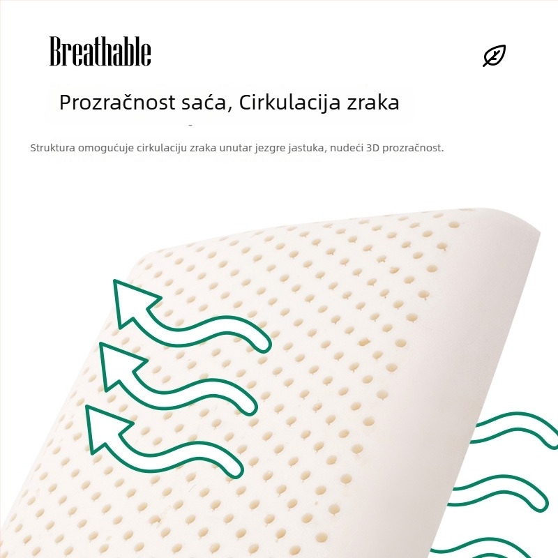 Prirodni latex, dugački pravokutni jastuk s podrškom za vrat za djecu i odrasle