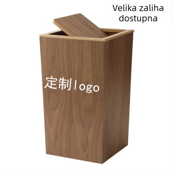 Drveni četvrtasti kanta za otpad s poklopcem, za kuhinju i dnevni boravak, nordijskog stila, odvajanje otpada