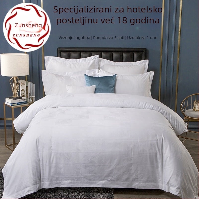 Hotelski set posteljine od četiri dijela, jacquard tkanina, 60 niti, pamuk