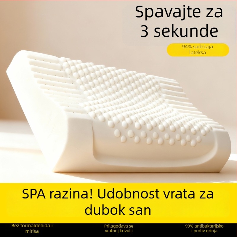 Prirodni latex jastuk s valovitim oblikom za potporu vratne kralježnice, odrasli, visina jastuka 10–15 cm