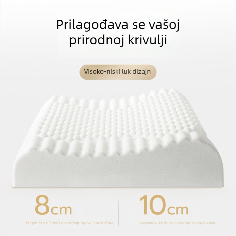 Prirodni latex jastuk s valovitim oblikom za potporu vratne kralježnice, odrasli, visina jastuka 10–15 cm