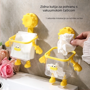 Zidni koš za kupaonicu s usisnom čašom, mali i sladak dizajn za pohranu ručnika za lice