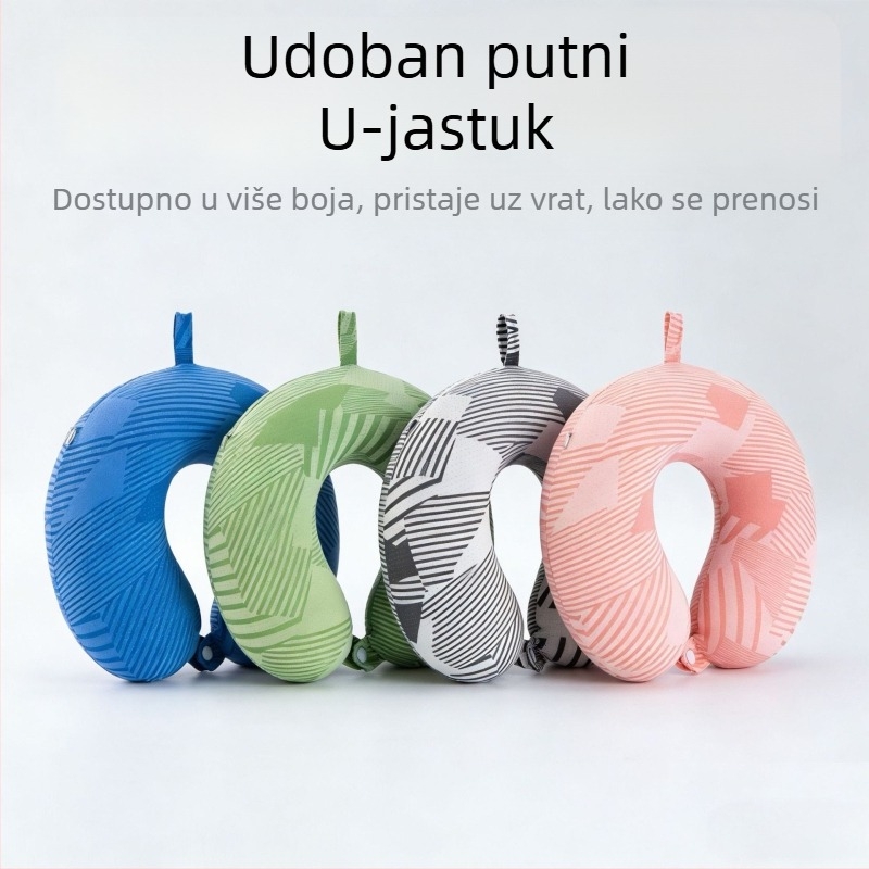 Letnji rashladni Ice Silk U-oblikovani jastuk za vrat, prijenosni putnički jastuk za avion, punjenje memory cotton