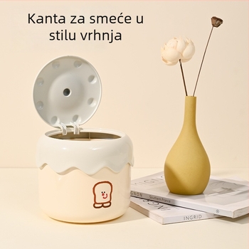 Slatka stolna košara za smeće s poklopcem, kompaktna, za stol, spavaću sobu ili studentski dom