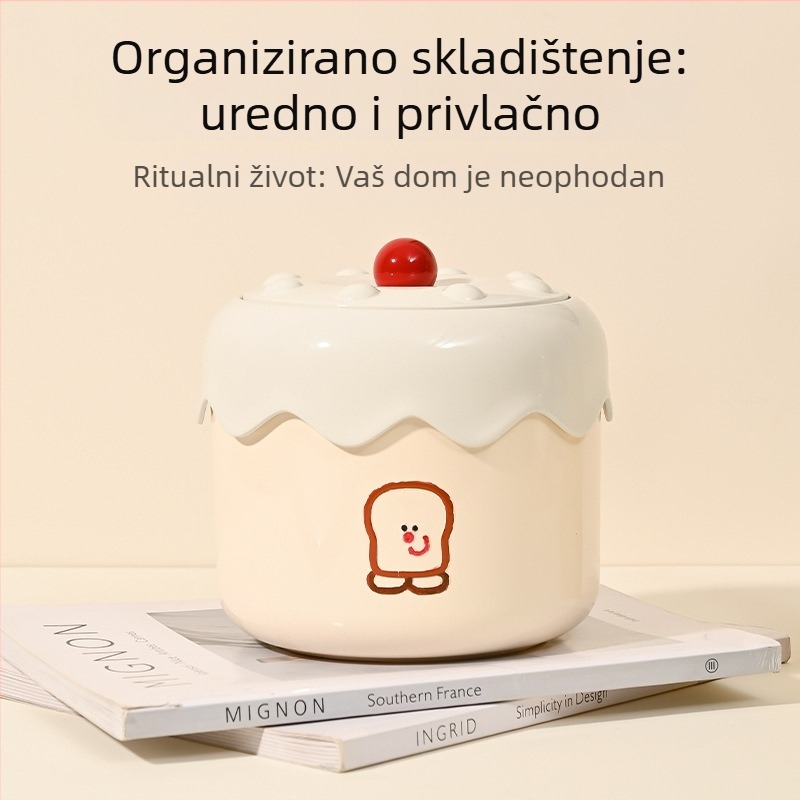 Slatka stolna košara za smeće s poklopcem, kompaktna, za stol, spavaću sobu ili studentski dom