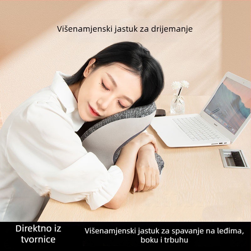 Jastuk od memorijske pjene za vertikalno spavanje, četverostruka podrška, 100% pamuk, za djecu i odrasle, podrška vratu