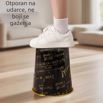 Koš za otpatke s zlatnim rubom, bez poklopca, cilindričan, plastični, 10 L, za ured, hotel, gostionicu, restoran, spavaću sobu, WC, dom, pored kreveta