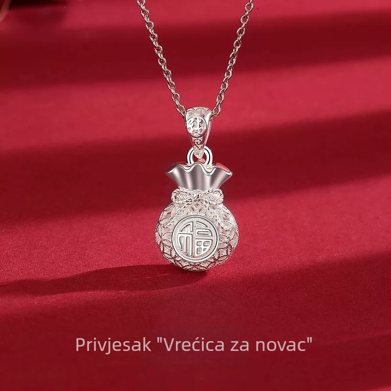 Žensko ogrlica s vrećom novca, trodimenzionalni filigranski privjesak u novom kineskom stilu