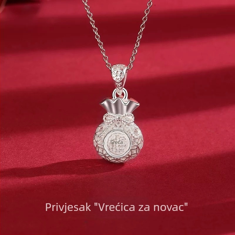 Žensko ogrlica s vrećom novca, trodimenzionalni filigranski privjesak u novom kineskom stilu