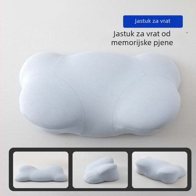 Jastuk za vrat od memorijske pjene u obliku oblaka, podrška kralježnici, navlaka od 100% pamuka, pogodan za bočno spavanje i spavanje na trbuhu, za učenike i odrasle