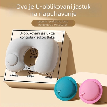 Nafukljivi U-oblikovani putni jastuk, prijenosni jastuk za avion, vlak i automobil