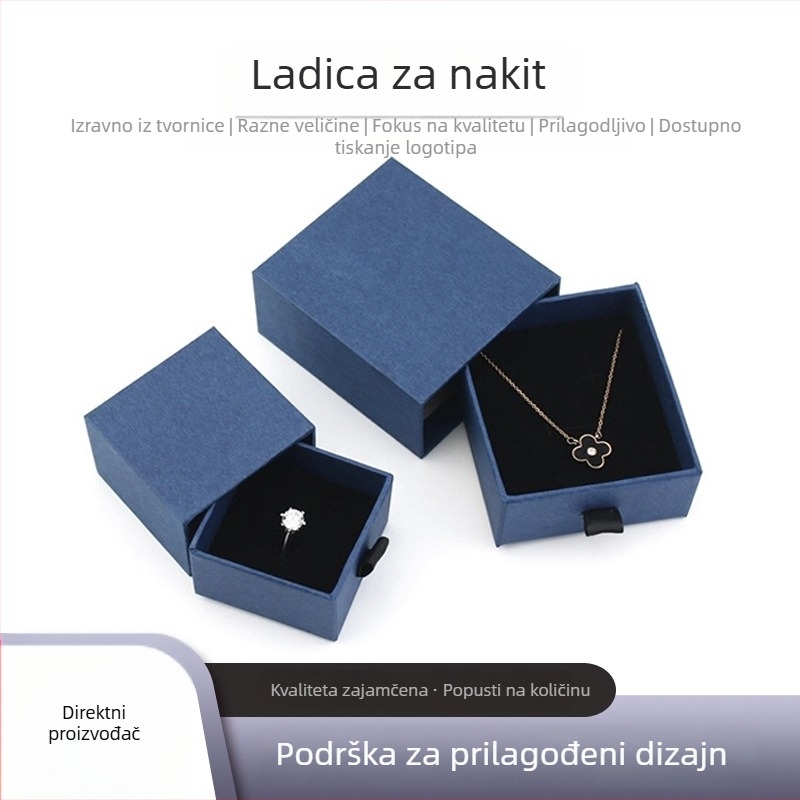 Kutija za nakit s ladicom u jednobojnom dizajnu, za ogrlice i privjeske – elegantno skladištenje i kutija za poklon
