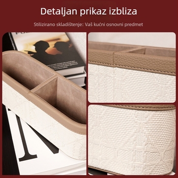 Kožni stolni organizator za skladištenje u francuskom stilu s pretincem za daljinski upravljač, za dnevni boravak