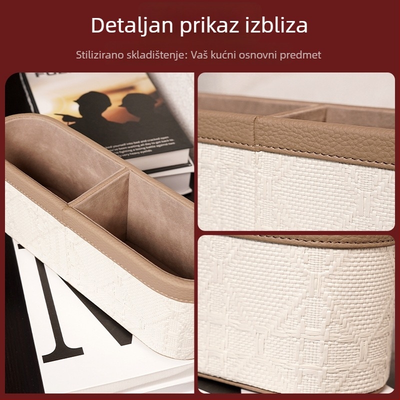 Kožni stolni organizator za skladištenje u francuskom stilu s pretincem za daljinski upravljač, za dnevni boravak