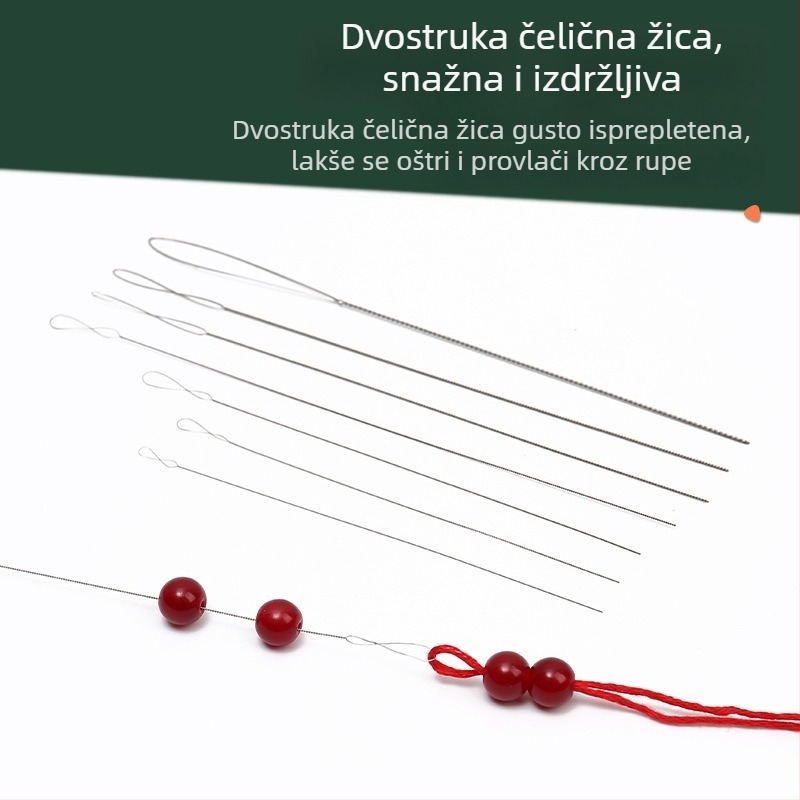 Igle za perle s velikim okom i zavrnutim vrhom — ručni DIY alati za izradu nakita