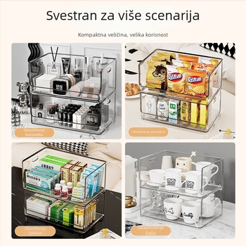 Elegantan stolni kozmetički organizator, velik kapacitet, držač za ruž i parfem