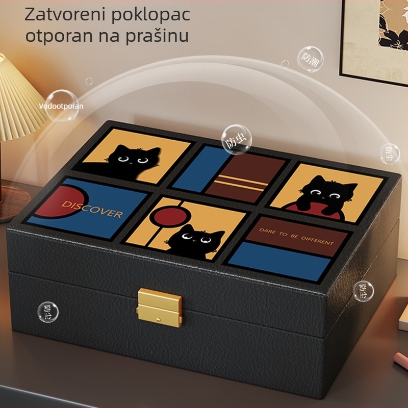 Kožna kutija za pohranu nakita u retro stilu, kompaktna i luksuzna, za ogrlice, naušnice, prstene i druge komade nakita, zaštita od oksidacije