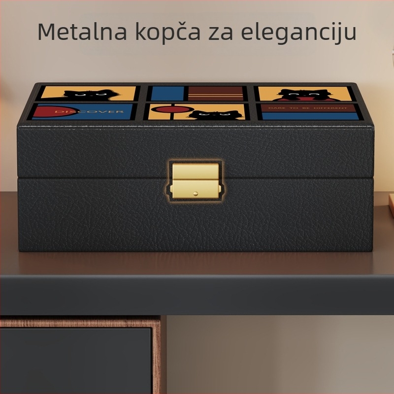 Kožna kutija za pohranu nakita u retro stilu, kompaktna i luksuzna, za ogrlice, naušnice, prstene i druge komade nakita, zaštita od oksidacije