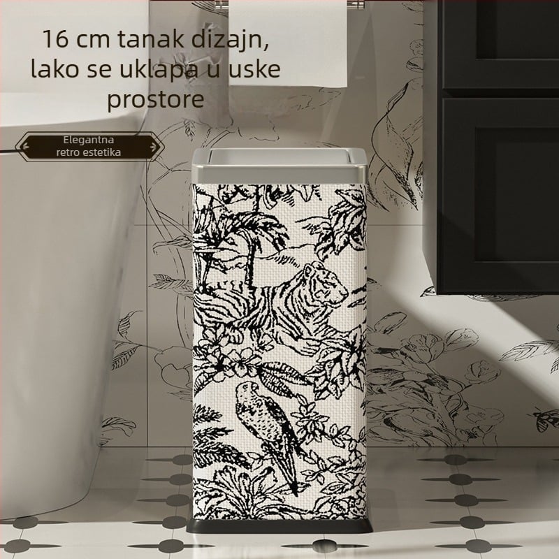 Kanta za otpad od nehrđajućeg čelika, kvadratnog oblika, s poklopcem koji se ljulja, 10 L, za kućnu upotrebu